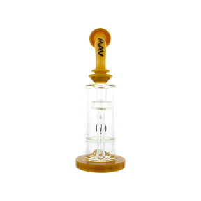 MAV Glass Mini Bent Neck Honey Bong in Butter color with Honeycomb Percolator - Front View