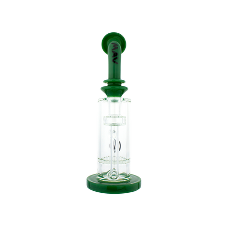 MAV Glass Mini Bent Neck Honey Bong in Forest Green with Honeycomb Percolator - Front View