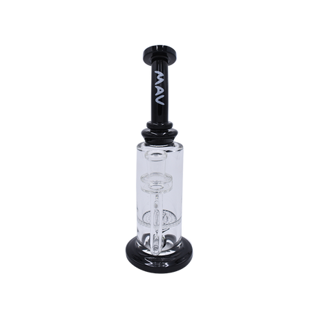 MAV Glass Mini Bent Neck Honey Bong in Full Black with Honeycomb Percolator, Front View