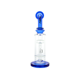 MAV Glass Mini Bent Neck Honey Bong in Ink Blue with Honeycomb Percolator, 9" Tall - Front View