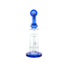 MAV Glass Mini Bent Neck Honey Bong in Ink Blue with Honeycomb Percolator, 9" Tall - Front View