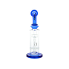 MAV Glass Mini Bent Neck Honey Bong in Ink Blue with Honeycomb Percolator, 9" Tall - Front View