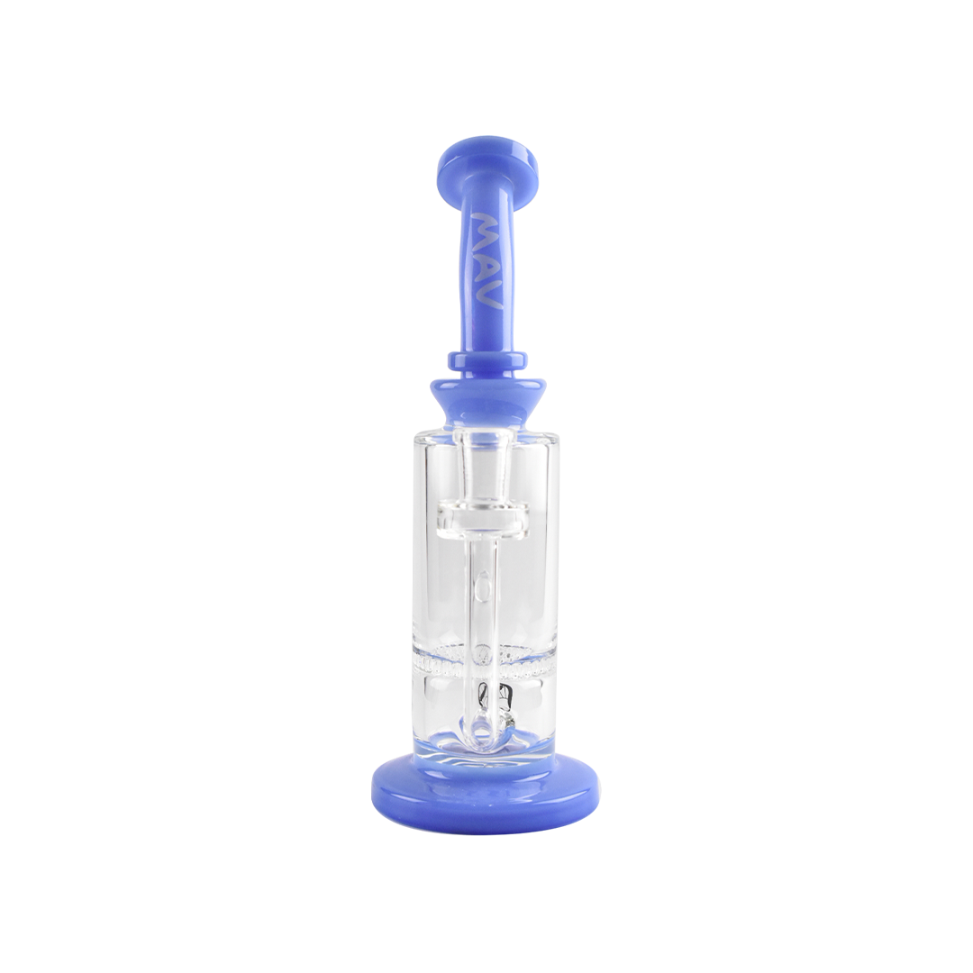 MAV Glass Mini Bent Neck Honey Bong in Lavender with Honeycomb Percolator - Front View
