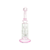 MAV Glass Mini Bent Neck Honey Bong in Pink with Honeycomb Percolator, 9" Height, Front View