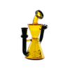 MAV Glass Mini Isabella Puck Recycler in Amber & Black, 6.5" Tall Beaker Design with 14mm Joint