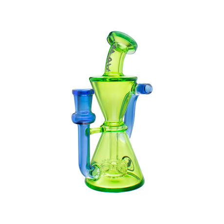 MAV Glass Mini Isabella Puck Recycler in Ooze and Blue, 6.5" Beaker Design with 14mm Joint