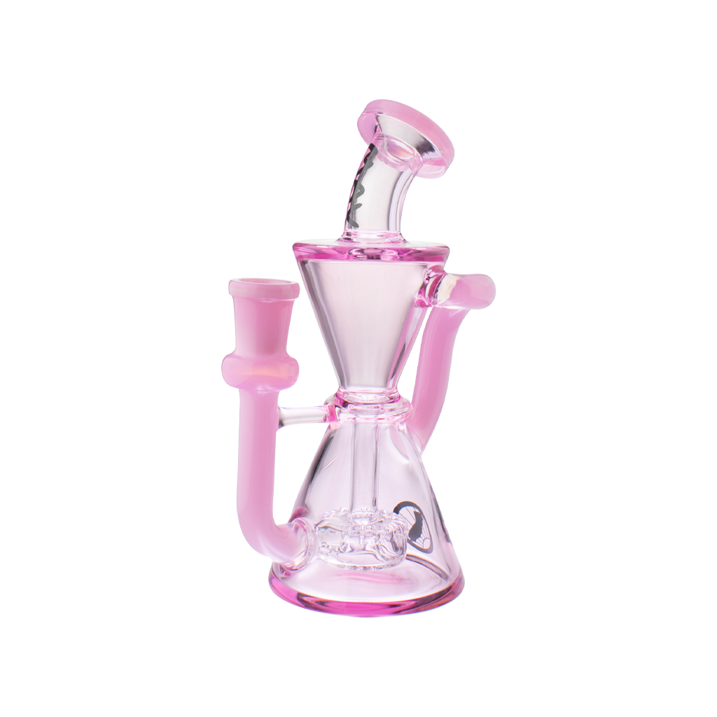 MAV Glass Mini Isabella Puck Recycler in Pink - Front View with Beaker Design