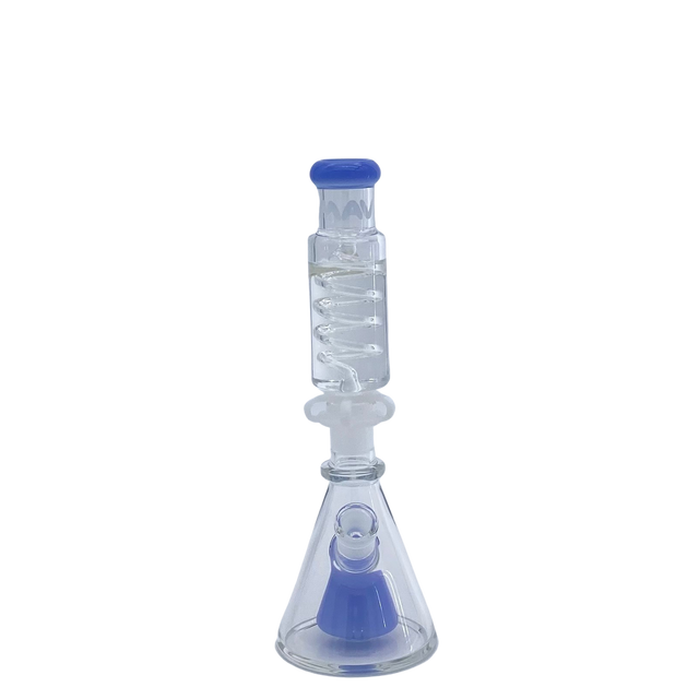 MAV Glass Mini Lavender Beaker Bong with Freezable Coil, Front View on White Background