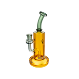 MAV Glass Mini San Diego Bong in Smoke and Gold variant, 14mm joint, front view on white background