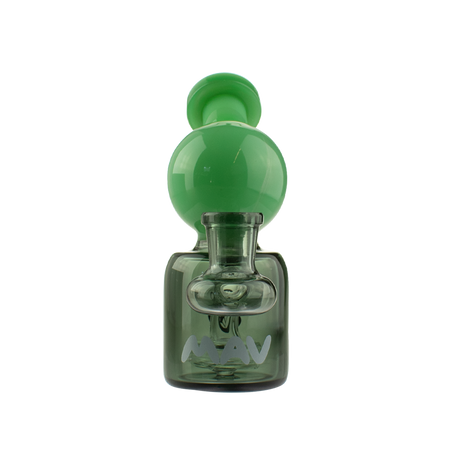 MAV Glass Mini Squig Rig in green, compact 4" dab rig with a 14mm joint, front view on white background