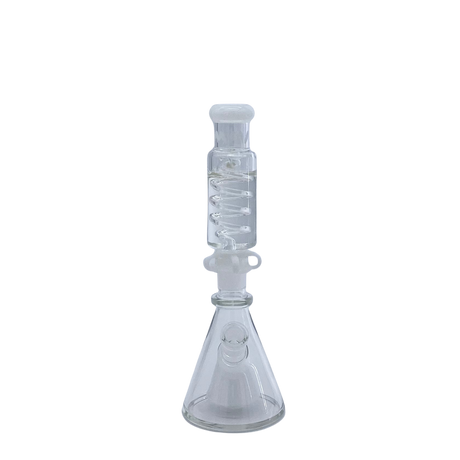MAV Glass Mini White Beaker with Slitted Pyramid Percolator and Freezable Coil, Front View