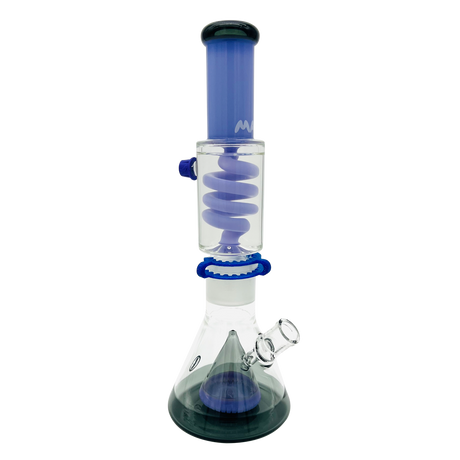 MAV Glass 14" Purple and Black Beaker Bong with Slitted Pyramid Percolator and Freezable Coil