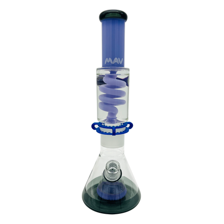 MAV Glass 14" Purple and Black Beaker Bong with Freezable Coil and Slitted Pyramid Perc