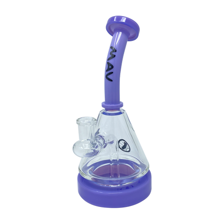 MAV Glass Pyramid Beaker Bong in Purple with Glass on Glass Joint, 8" Tall - Front View