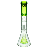 MAV Glass Pyramid To Single UFO Beaker Bong in Green, Front View, 18-19mm Joint