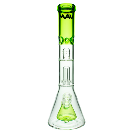 MAV Glass Pyramid To Single UFO Beaker Bong in Green, Front View, 18-19mm Joint