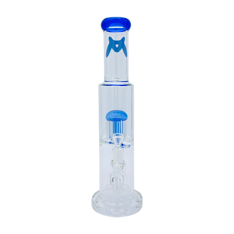 MAV Glass 15" Bong with Quad Showerhead to 12-arm Tree Perc, Straight Design, Front View
