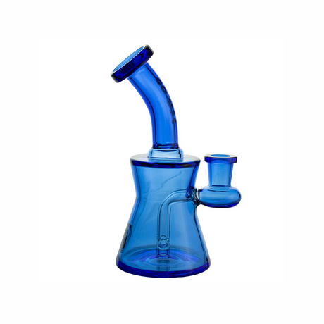 MAV Glass Sacramento Beaker Bong in Blue - Angled Side View with 14mm Joint