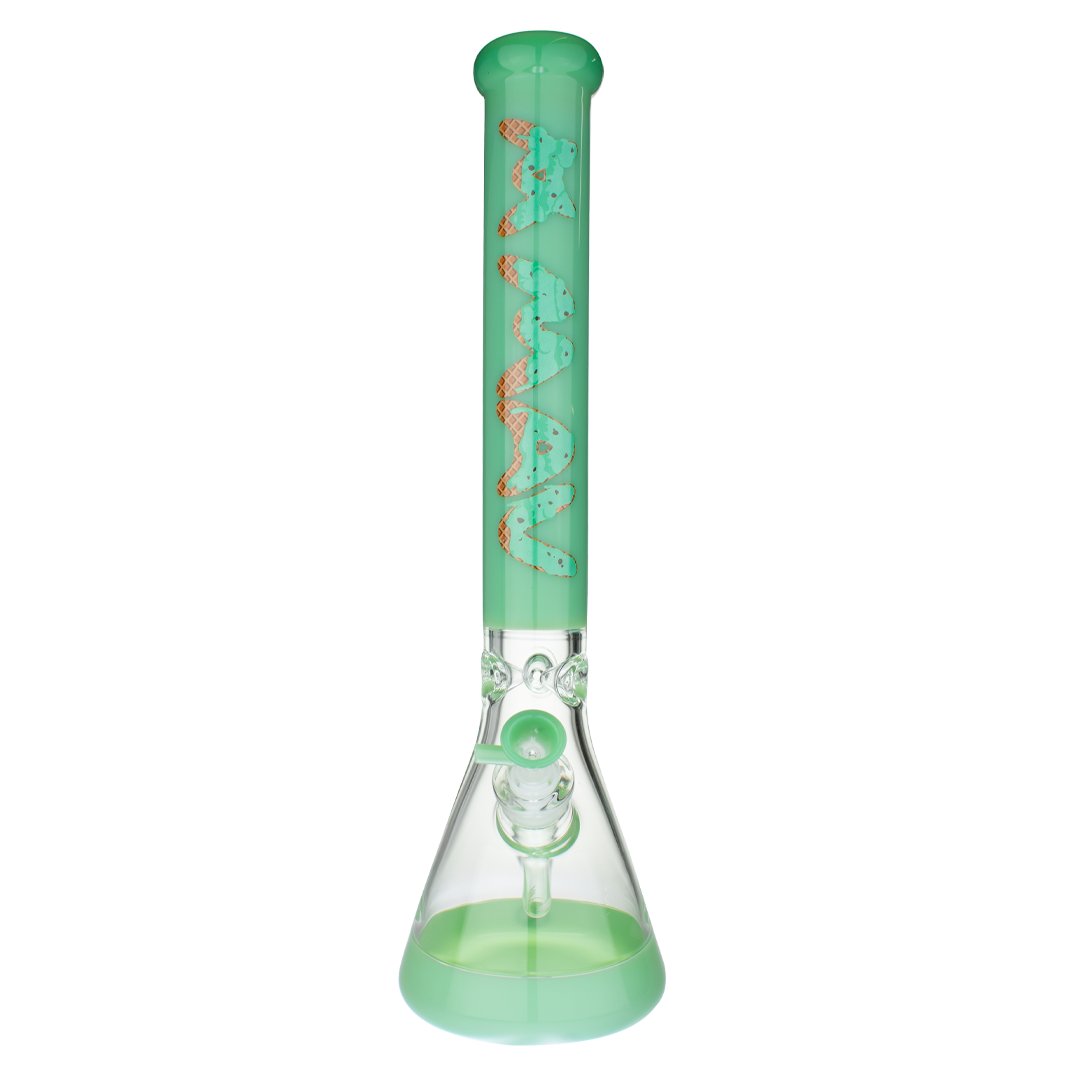 MAV Glass 18" Seafoam Mint Chip Ice Cream Beaker Bong, 50mm Diameter, Front View