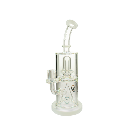 MAV Glass Slitted Pyramid to UFO Bent Neck Bong in Borosilicate Glass, Front View