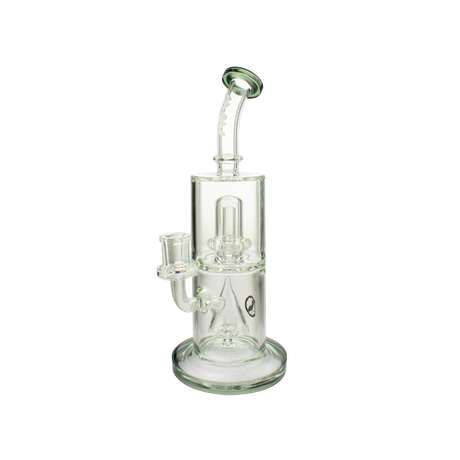 MAV Glass Slitted Pyramid to UFO Bent Neck Bong, 9" Tall, 65mm Diameter, Borosilicate