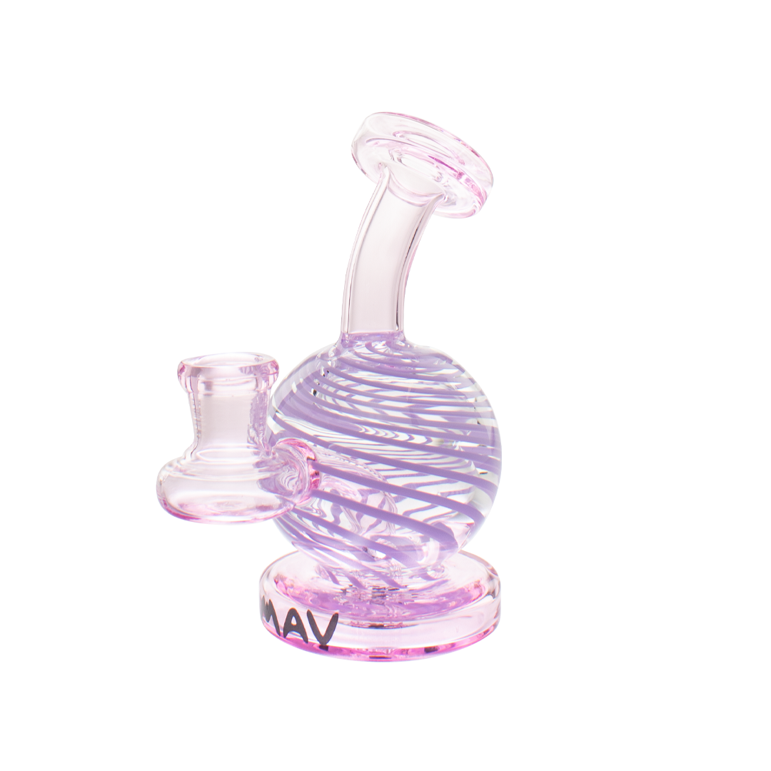 MAV Glass Solar Bulb Rig in Pink with Hole Diffuser Percolator, Front View on White Background