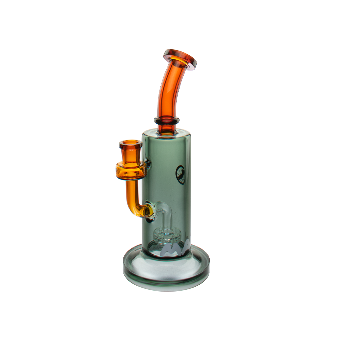 MAV Glass The Alcatraz bong in amber and smoke colors, front view, with glass on glass joint