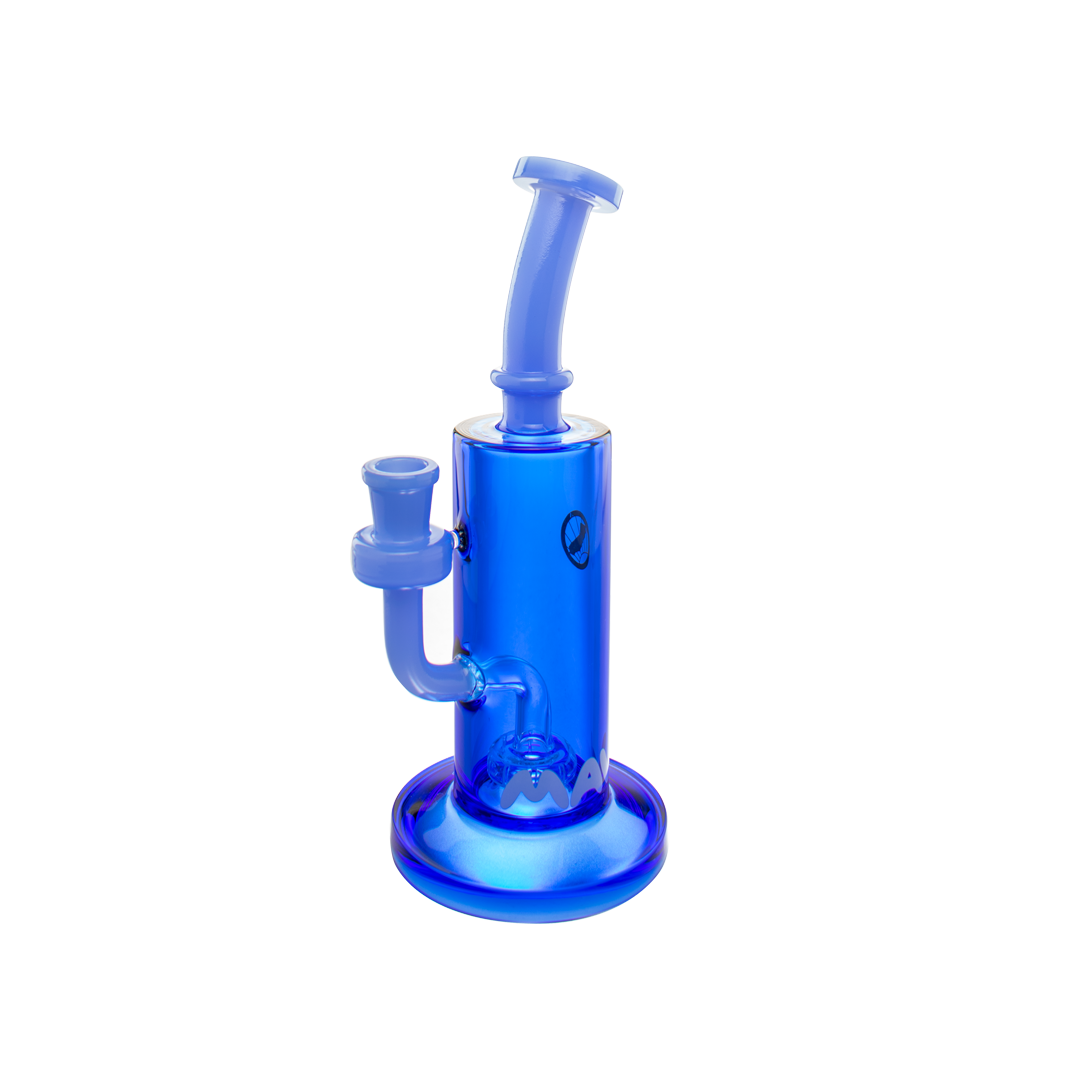 MAV Glass The Alcatraz Bong in Blue with Beaker Design, 7" Height, Side View on White Background