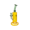 MAV Glass The Alcatraz bong in Smoke and Gold, 7" beaker design with glass on glass joint