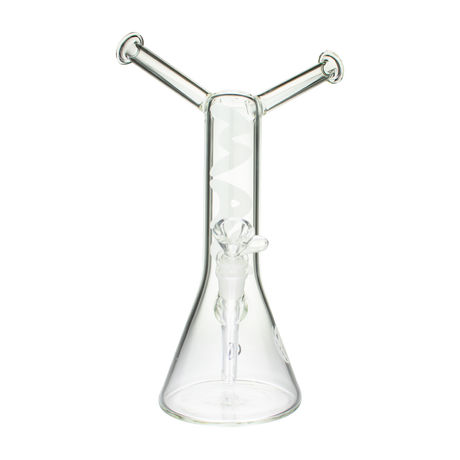 MAV Glass The Bestie Bong Clear 14" with a stable beaker base and banger hanger design, front view
