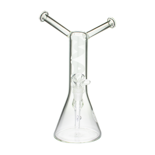 MAV Glass The Bestie Bong Clear 14" with a stable beaker base and banger hanger design, front view