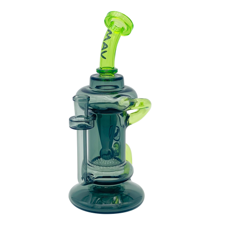 MAV Glass The Big Bear Recycler with Honeycomb Percolator, 14mm Joint, 9.5" Tall, Angled Side View