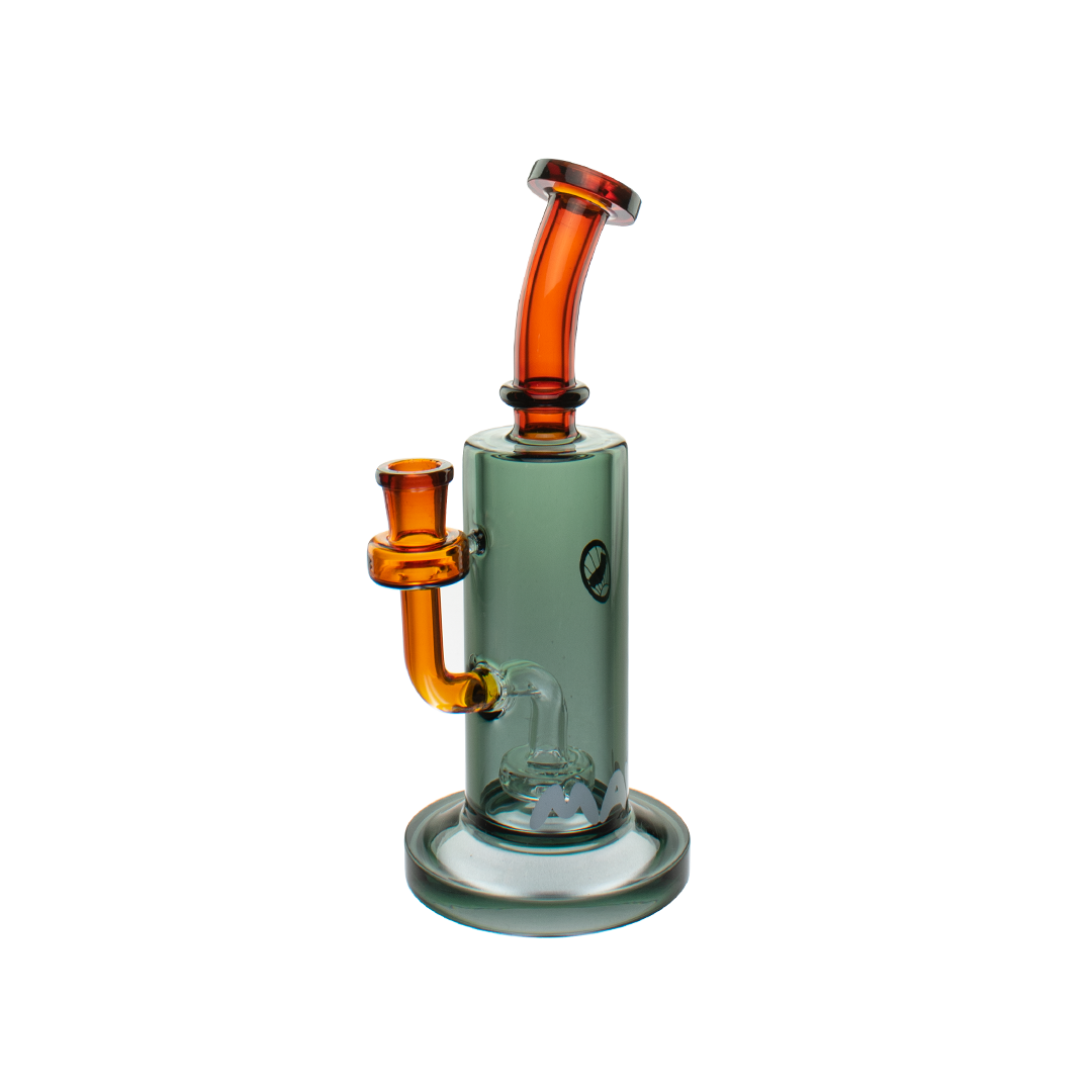 MAV Glass The Frisco Beaker Bong in Amber and Smoke, 7" Tall with Glass on Glass Joint