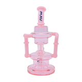 MAV Glass The Griffith Microscopic Bent Neck Recycler in Pink, Front View, 8" Height