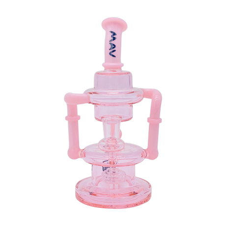 MAV Glass The Griffith Microscopic Bent Neck Recycler in Pink, Front View, 8" Height
