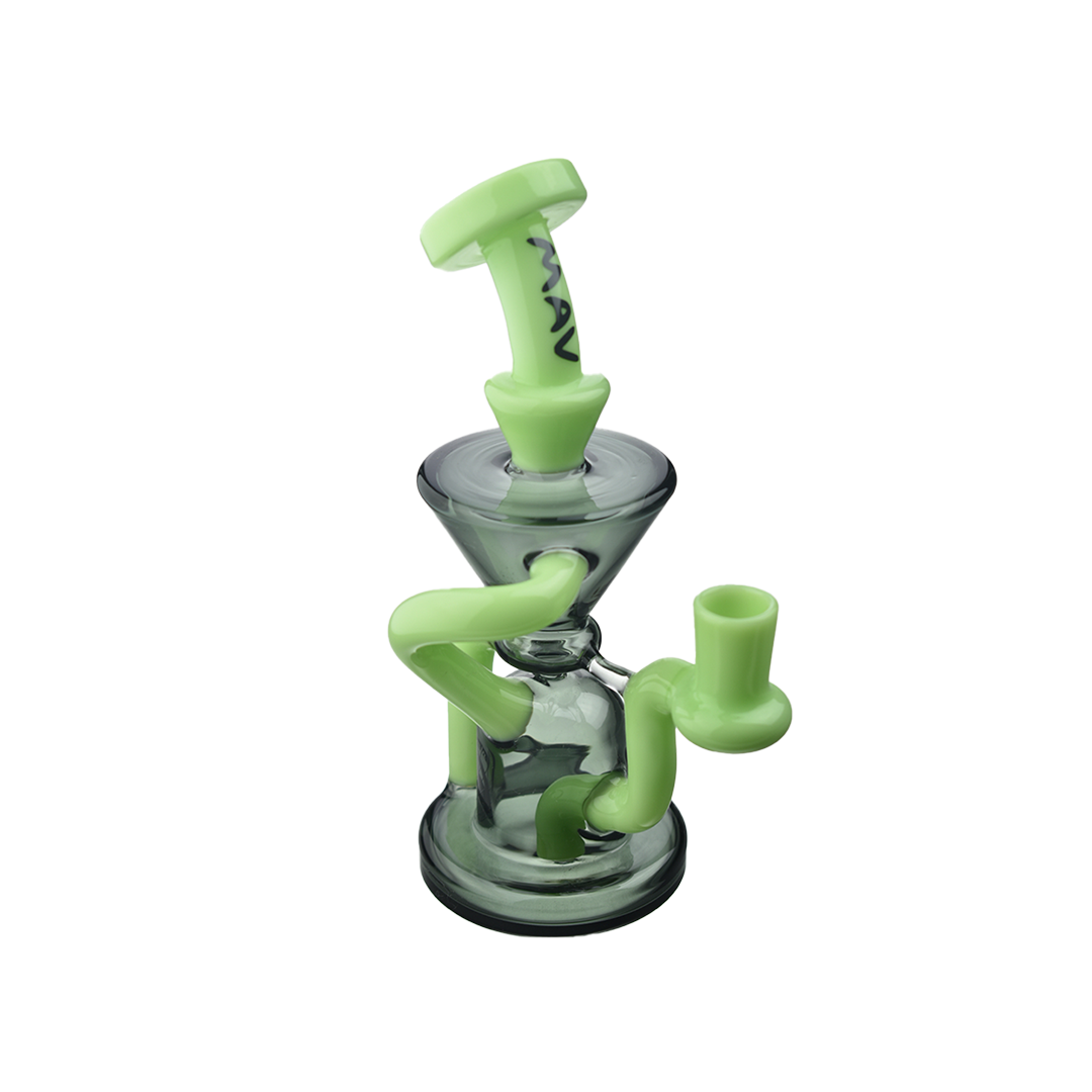 MAV Glass The Humboldt Mini Dab Rig with Vortex Percolator in Beaker Design, 7.5" height, Front View