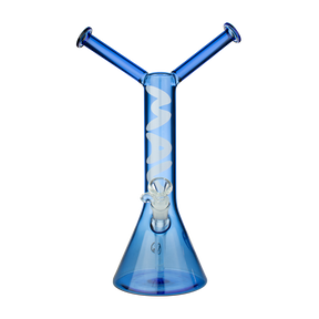 MAV Glass The Original Bestie Bong in Blue with Beaker Design and Banger Hanger, Front View