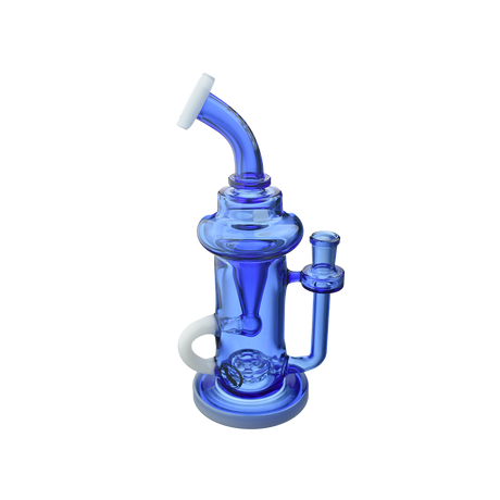 MAV Glass The Pch Recycler Dab Rig in blue with vortex cyclone percolator, 14mm female joint, front view
