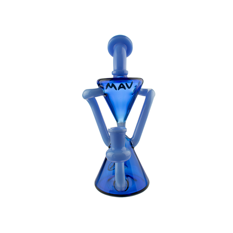 MAV Glass The Zuma Recycler Dab Rig in blue with vortex percolator, front view on white background