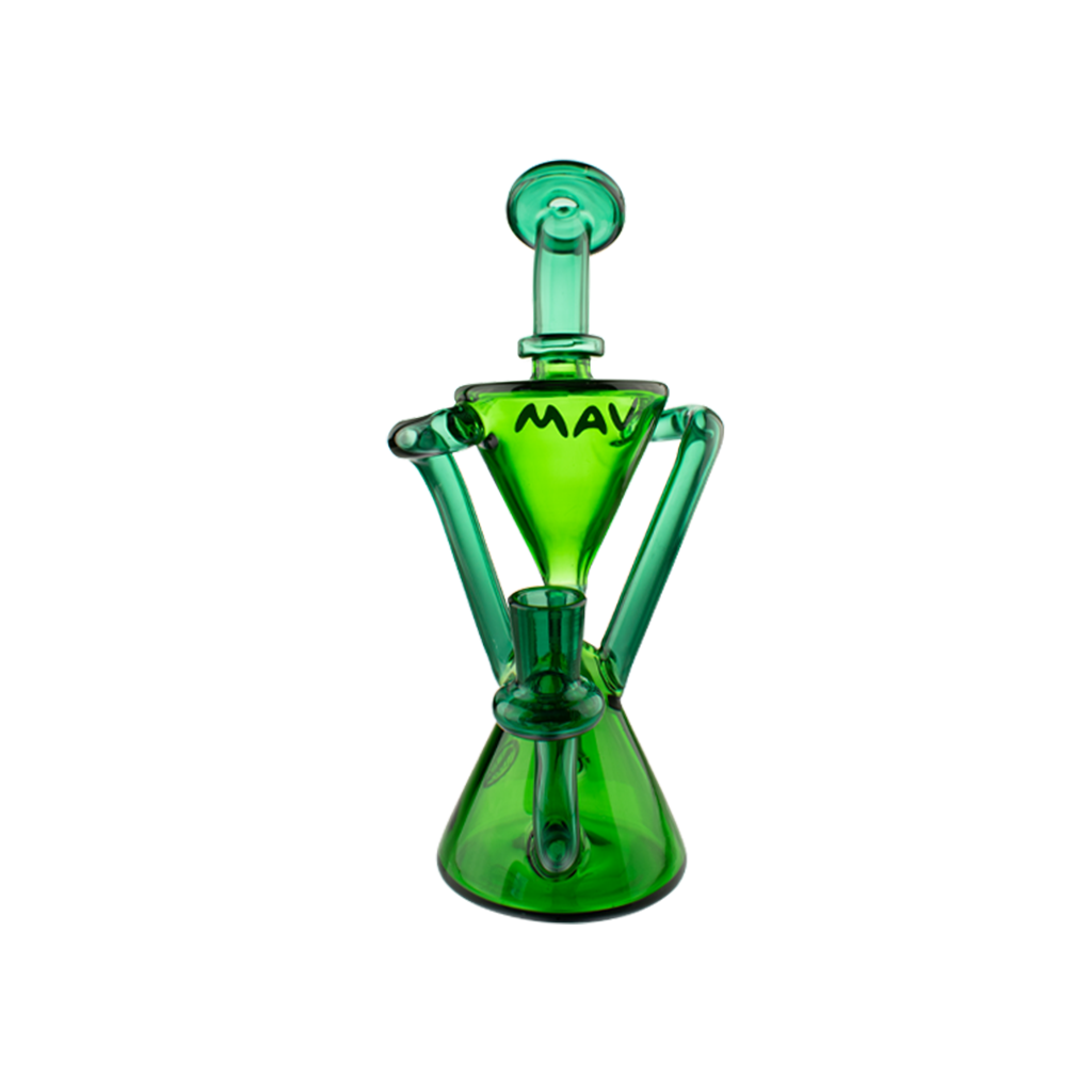 MAV Glass The Zuma Recycler Dab Rig in green with vortex percolator and glass on glass joint