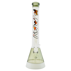 MAV Glass Transparent Black Volcano B18 2 Tone Beaker Bong Front View on White Background