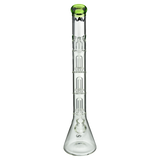 MAV Glass Triple UFO Beaker Bong, 21" Tall, 18-19mm Joint, Front View on White