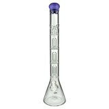 MAV Glass Triple UFO Beaker Bong, 21" height, clear glass, 18-19mm joint, front view on white