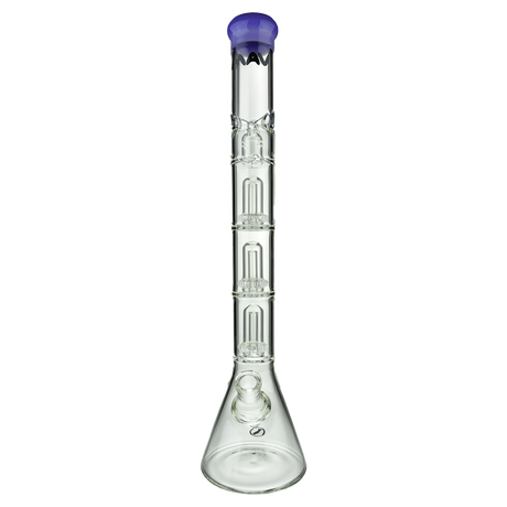 MAV Glass Triple UFO Beaker Bong, 21" height, clear glass, 18-19mm joint, front view on white