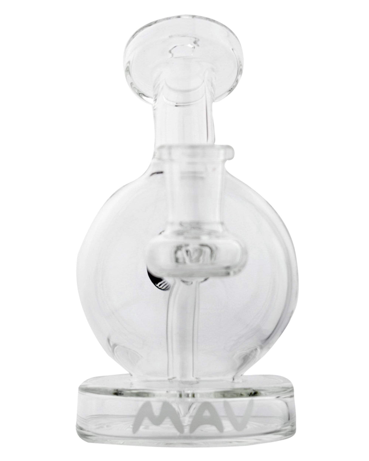 MAV Glass Vintage Bulb Mini Bong in Clear with 90 Degree Joint, 4" Height, Front View
