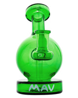 MAV Glass Vintage Bulb Mini Bong in Green, 4" Tall, 90 Degree Joint, Front View on White Background