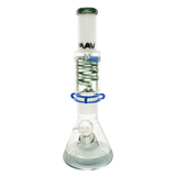 MAV Glass 14" White & Black Beaker Bong with Slitted Pyramid Percolator and Freezable Coil