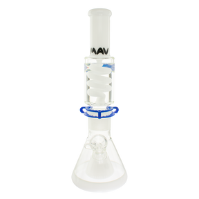 MAV Glass White Beaker Bong with Slitted Pyramid Percolator and Freezable Coil, Front View