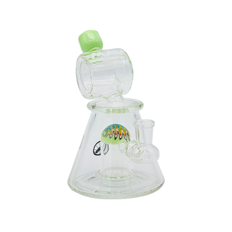MAV Glass 7" Wig Wag Reversal UFO Barrel Top Pyramid Bong with Showerhead Percolator