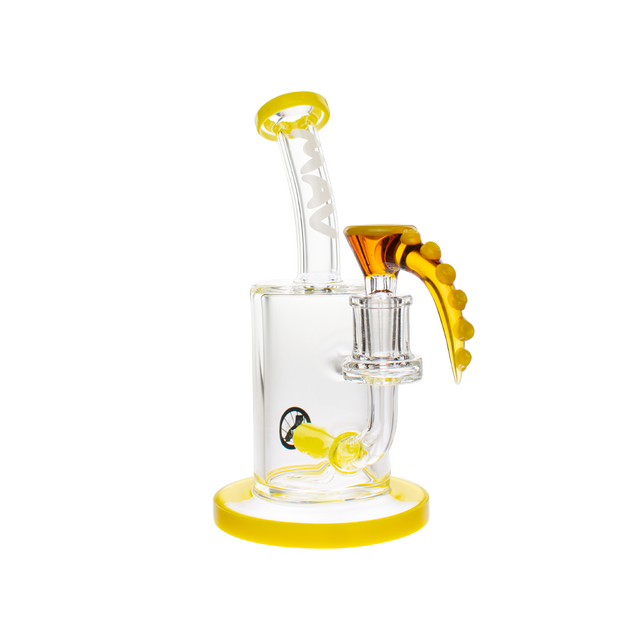 MAV Glass Yellow Metro Bubbler with Octopus Bowl, Beaker Design, 14mm Joint